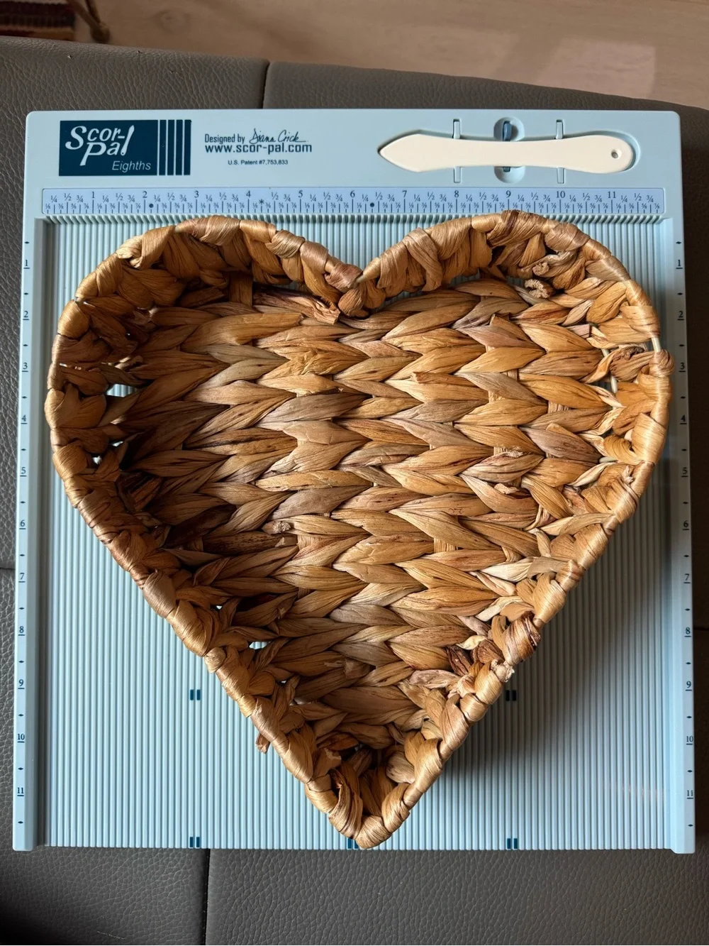 Rattan Woven Heart Shaped Decorative Tray - Natural Brown